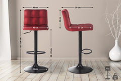 4er Set Barhocker Feni Samt - rot