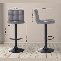 2er Set Barhocker Feni Samt - grau