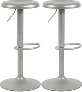 Set di 2 sgabelli bar Williston in metallo argentato, alti e regolabili, ideali per cucina e bar.