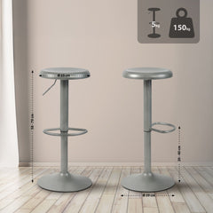 Set di 2 sgabelli bar Williston in metallo argentato, alti e regolabili, ideali per cucina e bar.