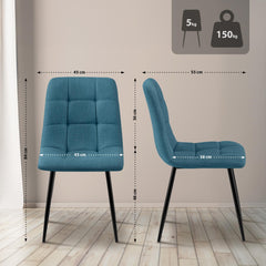 2er Set Esszimmerstuhl Tilde Stoff - blau by Dropshipping-Europe – Esszimmerstühle