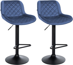 2er Set Barhocker Kasson Samt - blau