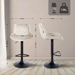 2er Set Barhocker Kasson Samt - creme