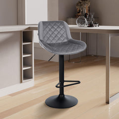 2er Set Barhocker Kasson Samt - dunkelgrau