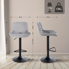 2er Set Barhocker Kasson Stoff - grau