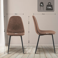 4er Set Esszimmerstühle Napier Kunstleder - braun
