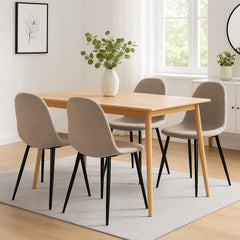 4er Set Esszimmerstühle Napier Stoff - creme