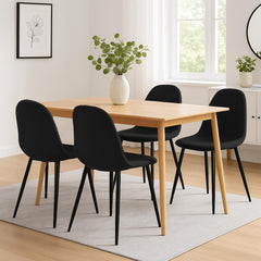 4er Set Esszimmerstühle Napier Stoff - schwarz