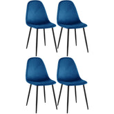 4er Set Esszimmerstühle Napier Samt - blau