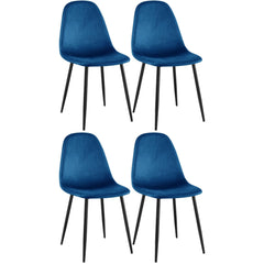 4er Set Esszimmerstühle Napier Samt - blau