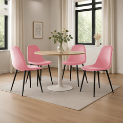 4er Set Esszimmerstühle Napier Samt - pink