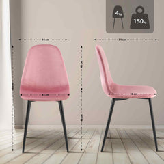 4er Set Esszimmerstühle Napier Samt - pink