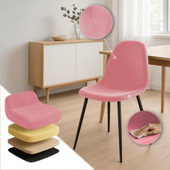 4er Set Esszimmerstühle Napier Samt - pink