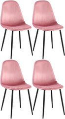 4er Set Esszimmerstühle Napier Samt - pink