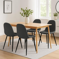 4er Set Esszimmerstühle Napier Stoff - grau