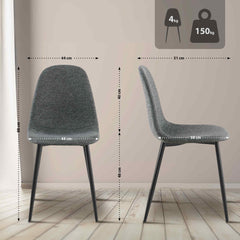 4er Set Esszimmerstühle Napier Stoff - grau