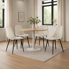 4er Set Esszimmerstühle Napier Samt - creme