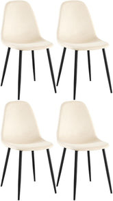 4er Set Esszimmerstühle Napier Samt - creme