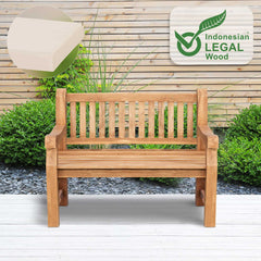 Teakbank Jackson mit Sitzkissen 120 cm + teak - creme