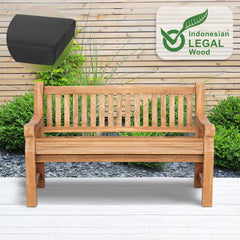 Teakbank Jackson mit Sitzkissen 150 cm + teak - dunkelgrau
