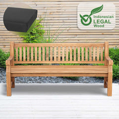Teakbank Jackson mit Sitzkissen 200 cm + teak - dunkelgrau
