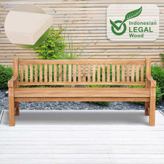 Teakbank Jackson mit Sitzkissen 220 cm + teak - creme