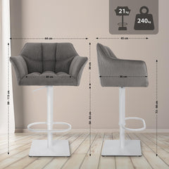 Barhocker Damaso W Cord - taupe