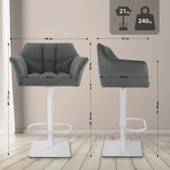 Barhocker Damaso W Cord - grau