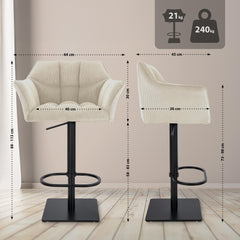 Barhocker Damaso B Cord - creme