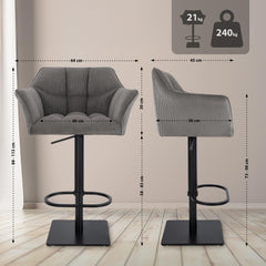 Barhocker Damaso B Cord - taupe