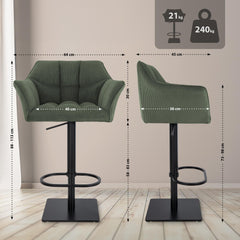 Barhocker Damaso B Cord - gr�n