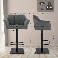 Barhocker Damaso B Cord - grau