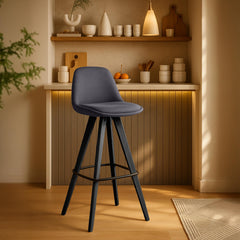 2er Set Barhocker Corbin Stoff Square - dunkelgrau