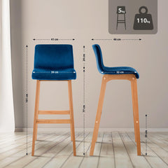 Barhocker Hoover Samt Natura - blau