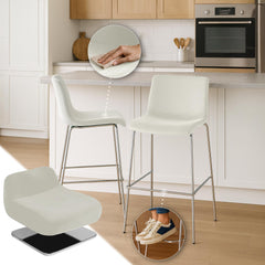 Barhocker Hoover Samt 4-Fu� Chrom - creme