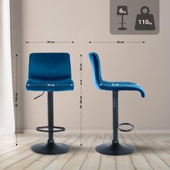 Barhocker Hoover Samt B - blau