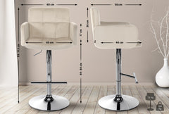 2er Set Barhocker Los Angeles Samt chrom - creme