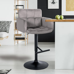 2er Set Barhocker Los Angeles Samt schwarz - grau