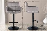 2er Set Barhocker Los Angeles Samt schwarz - grau