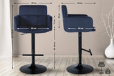2er Set Barhocker Los Angeles Samt schwarz - blau