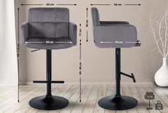 2er Set Barhocker Los Angeles Samt schwarz - dunkelgrau