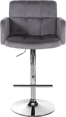2er Set Barhocker Los Angeles Samt chrom - dunkelgrau