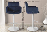 2er Set Barhocker Los Angeles Samt wei� - blau