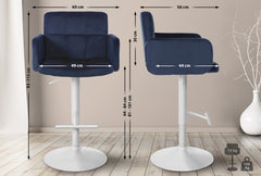 2er Set Barhocker Los Angeles Samt wei� - blau
