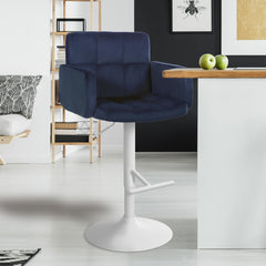 2er Set Barhocker Los Angeles Samt wei� - blau