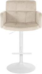 2er Set Barhocker Los Angeles Samt wei� - creme