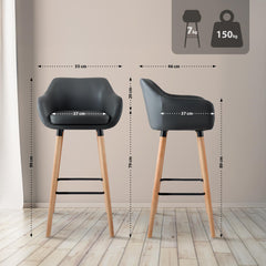 Barhocker Grant Kunstleder - grau - InfinityMarket