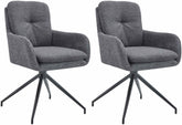 2er Set Esszimmerstuhl Pickett Stoff - dunkelgrau by Dropshipping-Europe – Barhocker