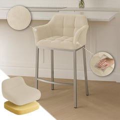 Barhocker Damaso E Cord mit 4-Fu� Gestell - creme
