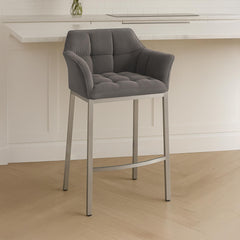 Barhocker Damaso E Cord mit 4-Fu� Gestell - taupe